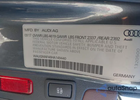 2017 Audi A4 2.0T Ultra Premium из США, поврежденный, VIN WAUGMAF46HA149440